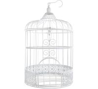 Urne décorative cage - SANTEX - Métal - Blanc - Forme cage d'oiseau - Ouverture par le haut - Petite porte frontale