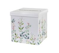 Urne Décorative - SANTEX - Mariage Végétal - 20x20x20cm - Blanc