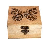 Urne en bois antique faite à la main - Arbre de vie - Gravure à la main - Pour femme et homme - Décoration d'intérieur - Boîtes décoratives - Rangement et organisateur (11,4 x 11,4 x 6,3 cm, papillon)