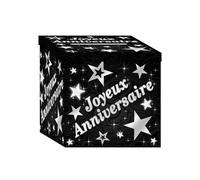 Urne En Carton Joyeux Anniversaire Noir Et Argenté Taille Unique Blanc
