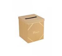 Urne en carton merci kraft et dorée 21 x 25 cm - Marron