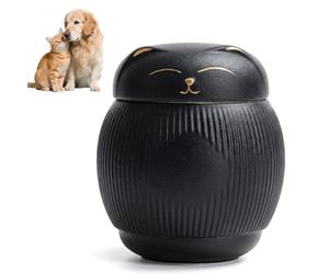 Urne en Céramique pour Chat, Urne pour Animaux De Compagnie, Urne Funéraire pour Chat, Urne pour Chat pour Cendres, Résistant Aux Intempéries Urne Commémorative Adaptée Aux Chats Et Aux Chiens(Noir)