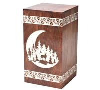 Urne en palissandre fabriquée à la main pour cendres humaines - Belle boîte en bois de lune et de cerf - Urne funéraire pour animaux de compagnie faite à la main pour souvenirs d'amour (palissandre