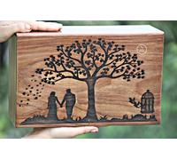 Urne funéraire arbre de vie pour cendres humaines - Grande urne funéraire pour adultes mâles et femelles - Fait à la main - En bois - Pour animaux de compagnie, chien, chat - 113,4 kg - Taille XL -