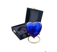 Urne funéraire bleue pour cendres avec boîte noire et support en laiton pour un être cher adulte et funéraire pour adultes et nourrissons