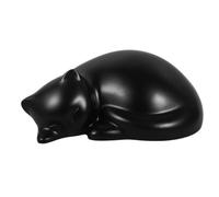 Urne Funéraire Chat Endormi en Résine, pour Cendres D’animal | Design Nordique Minimaliste, Finition Lumineuse et Surface Lisse, Pose Stable, Fermeture Anti-fuite
