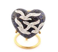 Urne funéraire cloisonnée en forme de cœur | Petite urne commémorative pour cendres | Présentoir décoratif souvenir | Comprend un support | Version assortie taille complète disponible (multicolore