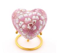 Urne funéraire cloisonnée en forme de cœur | Petite urne commémorative pour cendres | Présentoir décoratif souvenir | Comprend un support | Version assortie taille complète disponible (multicolore