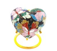 Urne funéraire cloisonnée en forme de cœur | Petite urne commémorative pour cendres | Présentoir décoratif souvenir | Comprend un support | Version assortie taille complète disponible (multicolore