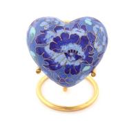 Urne funéraire cloisonnée en forme de cœur | Petite urne commémorative pour cendres | Présentoir décoratif souvenir | Comprend un support | Version assortie taille complète disponible (multicolore