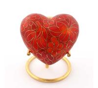 Urne funéraire cloisonnée en forme de cœur | Petite urne commémorative pour cendres | Présentoir décoratif souvenir | Comprend un support | Version assortie taille complète disponible (multicolore