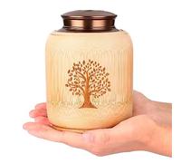 Urne funéraire de Taille Moyenne pour Cendres humaines en Bambou, Urnes funéraires commémoratives pour Cendres humaines Adultes, Femmes et Hommes, Urnes décoratives avec Motif Arbre de Vie, Peut