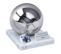 Urne funéraire décorative en acier inoxydable pour cendres d'adultes avec base en marbre, avec photo personnalisée et plaque commémorative avec son propre texte (noir et blanc)
