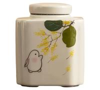 Urne Funéraire Décorative en Céramique Animaux De Compagnie,personnalisée pour Le Stockage des Cendres Et des Souvenirs Motif Lapin Lunaire Peint À La Main Et Résistant À L'humidité(Square Cans)