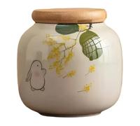 Urne Funéraire Décorative En Céramique Animaux De Compagnie,personnalisée Pour Le Stockage Des Cendres Et Des Souvenirs Motif Lapin Lunaire Peint À La Main Et Résistant À L'humidité(Round cans)