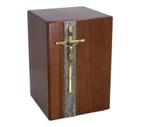 Urne funéraire en bois avec une croix ou des roses, urne funéraire pour cendres humaines avec personnalisation, boîte de taille adulte pour cendres (croix)