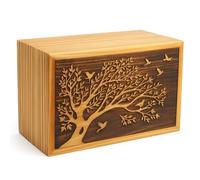 Urne funéraire en bois fabriquée à la main pour cendres humaines | Boîte commémorative arbre de vie avec fermeture sécurisée | Grande urne funéraire de 250 cubes (27,9 x 17,8 x 11,4 cm, 1,3 kg)