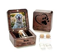 Urne Funéraire en Bois Personnalisée Gravure du Prénom et Date - Petite Urne Funéraire pour Cendres Adulte ou d'Animal de Compagnie Souvenir de Funérailles & Deuil (Bois de noyer)