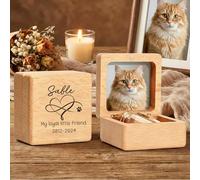 Urne Funéraire En Bois Personnalisée Pour Chiens Et Chats - Petite Boîte De Crémation Gravée Sur Mesure - Urne Commémorative Fabriquée À La Main Pour Les Cendres, Avec Le Nom De L'animal Et Les Dates