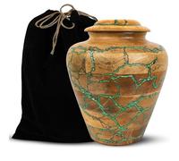 Urne funéraire en bois pour cendres humaines adultes - Urne funéraire en bois de manguier fabriquée à la main - Boîte commémorative décorative pour homme et femme, vert, taille L, 90,7 kg