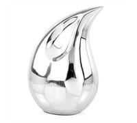 Urne funéraire en forme de larme en aluminium nickel pour adultes et animaux de compagnie | Rangement en métal avec couvercle | Urne funéraire pour cendres humaines de 33 cm