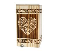 Urne Funéraire en Palissandre Pour Cendres Humaines - Fait à la Main Pour Femme - Arbre de Vie en Bois de Cœur - XL 35,6 x 19,5 cm (H x l) - Bois de Pin