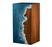 Urne funéraire fabriquée à la main en bois de rose et vague de l'océan en résine époxy pour cendres humaines et d'animaux domestiques (moyenne - 24,1 cm H x 5,5 W (180 cu/po))