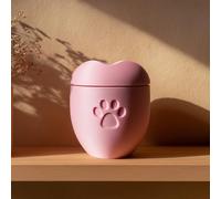 Urne funéraire minimaliste en forme de cœur imprimée en 3D avec empreintes de pattes | Décoration de souvenir pour chiens ou chats bien-aimés | Taille de l'urne : 12 in / 31 cm