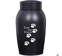 Urne Funéraire Moderne en Acier Inoxydable Noir pour Chiens et Chats, avec Inscription ""Je t'aimerai toujours"" .