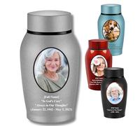 Urne funéraire personnalisée en acier titane pour cendres - Vase commémoratif durable et élégant personnalisable avec texte en couleur/photos - Parfait pour homme et femme