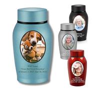 Urne funéraire personnalisée en acier titane pour cendres - Vase commémoratif durable et élégant personnalisable avec texte en couleur/photos - Parfait pour homme et femme