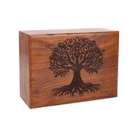 Urne funéraire personnalisée en bois de rose pour cendres humaines ou d'animaux domestiques, urne funéraire en bois gravée arbre de vie, urne funéraire en bois - Boîte à souvenirs, urne commémorative