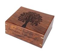 Urne funéraire personnalisée en bois de rose pour cendres humaines ou d'animaux domestiques, urne funéraire en bois gravée - Boîte à souvenirs, urne commémorative ou cercueil - Arbre de vie (20,4 kg,
