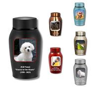 Urne funéraire personnalisée pour chien et chat - Boîtier en acier titane - Bonne étanchéité - Nom et photo personnalisés