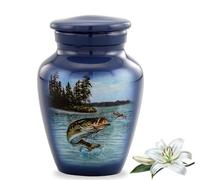 Urne funéraire pour bar - Mini urne funéraire pour pêche au bar - Urnes funéraires et commémoratives pour cendres humaines avec boîte, sac et entonnoir (souvenir)