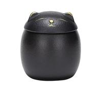 Urne funéraire pour chat en céramique faite à la main en blanc et noir, 220 ml et 550 ml (noir S)