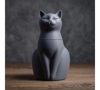 Urne funéraire pour chat | Souvenir commémoratif minimaliste imprimé en 3D avec sculpture de chat sereine | Décoration crémation moderne, cadeau de condoléances pour animal de compagnie | Taille de