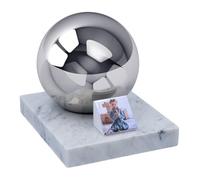 Urne funéraire pour enfant pour cendres, sphère commémorative en acier inoxydable avec base en marbre, carrelage photo personnalisé et plaque personnalisée Urne pour bébé (colorée)