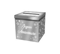 Urne à argent - Joyeux Anniversaire - 20cm - Métallisée - Décoration de fête - Mixte