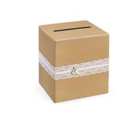 PartyDeco Urne Kraft avec dentelle blanche