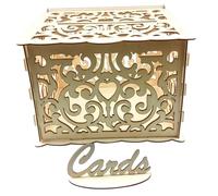 Urne Mariage Boîte à Cartes Creuse en Bois doré Scintillant, Fournitures de vœux for réception de Mariage, DIY (Color : TypeB)
