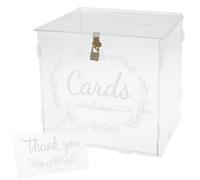 Urne Mariage Boîte à cartes de mariage en acrylique, caisses d'argent transparentes avec serrure, étui à cartes Transparent for fête d'anniversaire, enveloppe de lettre, support décoratif(White)