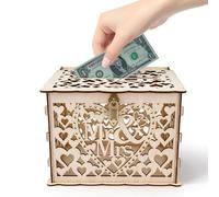 urne mariage,Boîte à Cartes de Mariage en Bois,5 x 20 x 18.3cm Urne | Boîte à Cartes de Mariage avec Serrure,Boîte à Cartes de Mariages en Bois,Boîtes à Enveloppes de Mariages Creuse avec Fente