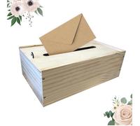 Urne mariage en bois personnalisable - Boite en bois rectangulaire avec prénoms, date et message [ Urne anniversaire/Urne bapteme ]