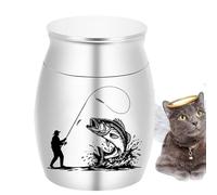 Urne pour Animaux de Compagnie pour Chats, urne pêche commémorative en Aluminium, crémation de 6 Pouces avec Couvercle sécurisé, conteneur Cendres en métal avec Finition élégante