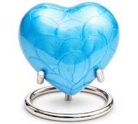 Urne pour Cendres Humaines Cœur Support Commémorative, Bleu Uni 3" | Royal Rapture réceptacle de cendres, coffret funéraire, boîte, vase décoratif, condoléances deuil cadeau souvenir