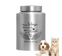 Urne pour Cendres pour Chien - Conteneur commémoratif Miniature | en Acier Inoxydable pour Animaux de Compagnie avec Accent d'aile d'ange, Souvenir Souvenir pour la décoration de la Maison