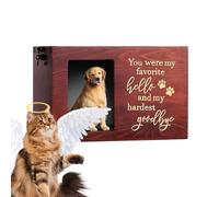 Urne pour cendres - Urne funéraire en bois - Urne funéraire en bois - Urne funéraire en PET Ashes - Souvenirs de chat - Boîte de journal de crémation avec cadre photo décoratif