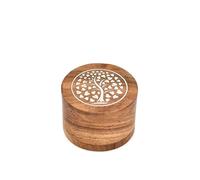 Urne pour Chat Ronde pour Cendres de Chat - Arbre de Vie - Gravure sur Bois d'acacia Blanc - Couvercle pivotant magnétique - Boîte Souvenir (8,89 cm x 8,89 cm x 6,35 cm)