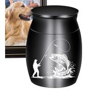 Urne pour Chien | Urnes en Aluminium À Thème De Pêche pour Cendres De Chiens | Fournitures Funéraires pour Animaux de Compagnie Crémation Petits Animaux Cimetière Table Étagère Maison